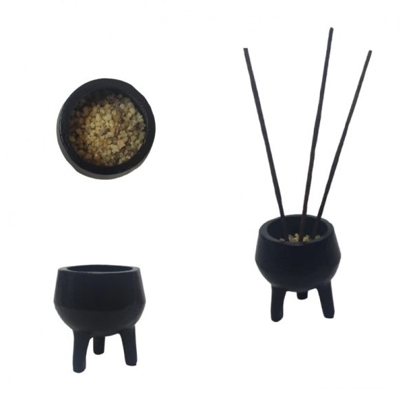 Caldeiro de ferro fundido peq. para queima de grãos de incenso